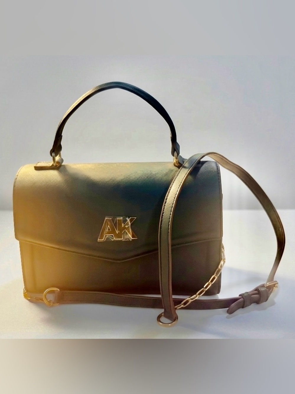 Anne Klein Avery Flap Top Handle Crossbody Satchel Bag Forest Green
